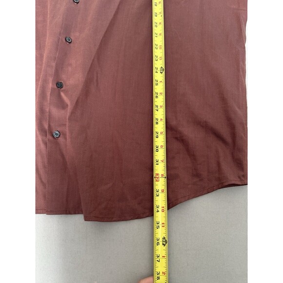 Perry Ellis Button Down Shirt 3X Burgundy Mens Check Cotton Stretch Long Sleeve - Picture 8 of 11